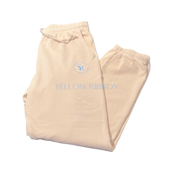 🆕 SPORTY & RICH | S & R SWEATPANTS | CREAM & BLUE | SIZE: LARGE (UNISEX) - Picture 6 of 7